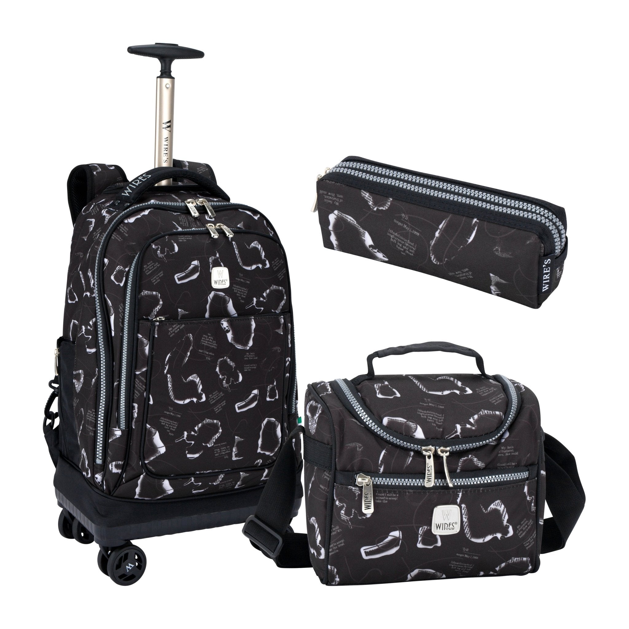 4-Wheels Multiple School Backpack Trolley Set (Lunch bag & Pencil Case)